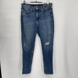 Silver Jeans Co SZ 14 Frisco Skinny Women Blue Distressed High Rise W28104SFV319